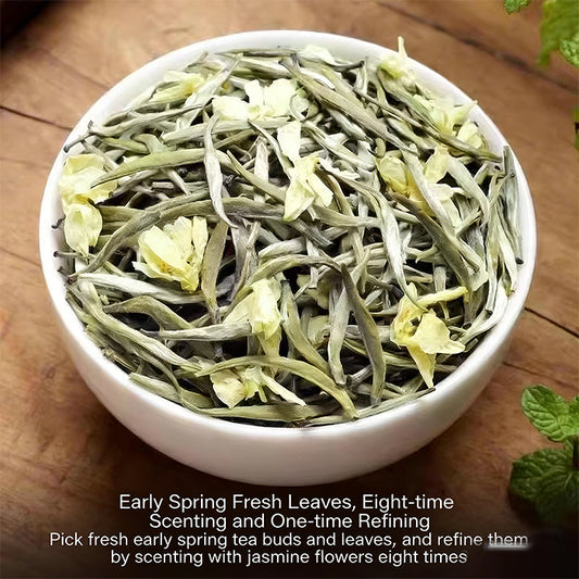 7x Scented Fuzhou Jasmine Silver Needle - Luxury Loose Leaf Jasmine Tea, 50g