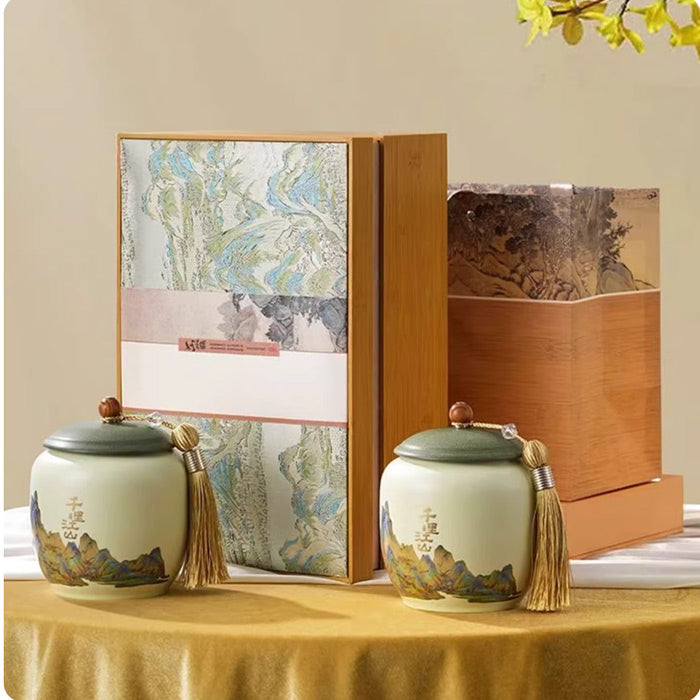 Premium Fuzhou Jasmine Tea Duo Gift Box – Silver Needle & Green Tea Set, 200g