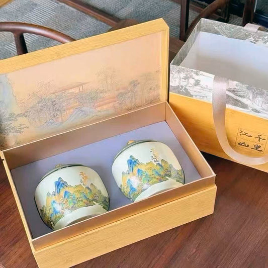 Premium Fuzhou Jasmine Tea Duo Gift Box – Silver Needle & Green Tea Set, 200g