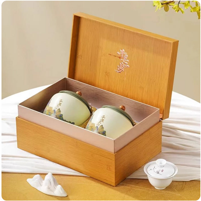 Premium Fuzhou Jasmine Tea Duo Gift Box – Silver Needle & Green Tea Set, 200g