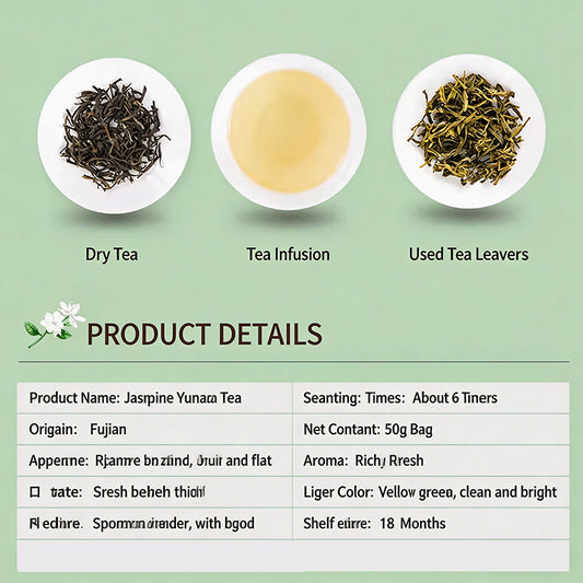 Fuzhou Jasmine Yunhao Green Tea – Strong Aroma Daily Loose Leaf Tea, 50g ×3